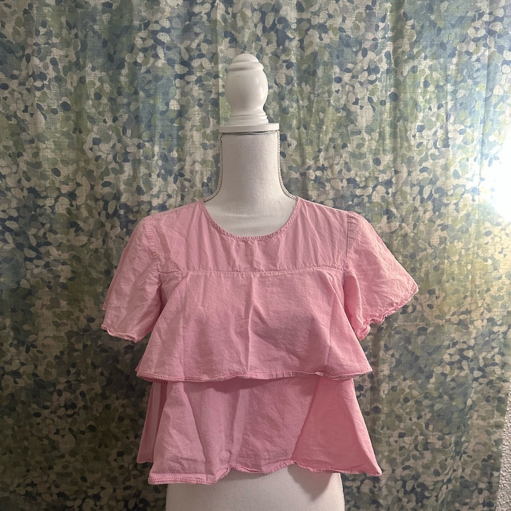 Zara Layered Ruffle Pink Top S